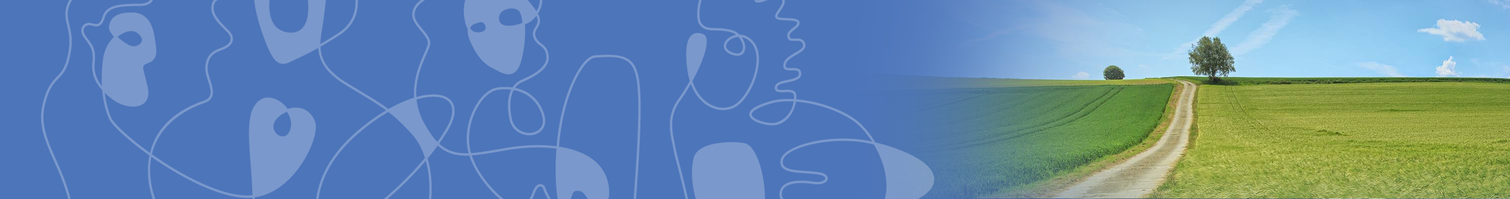 Sommerlig illustrasjonsbilde med grønn mark og blå himmel